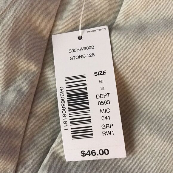 ROWM Shorts Mens 50 BIG Bermuda Flat Front Stone Chino Walking Stretch $46 NEW - Picture 6 of 6